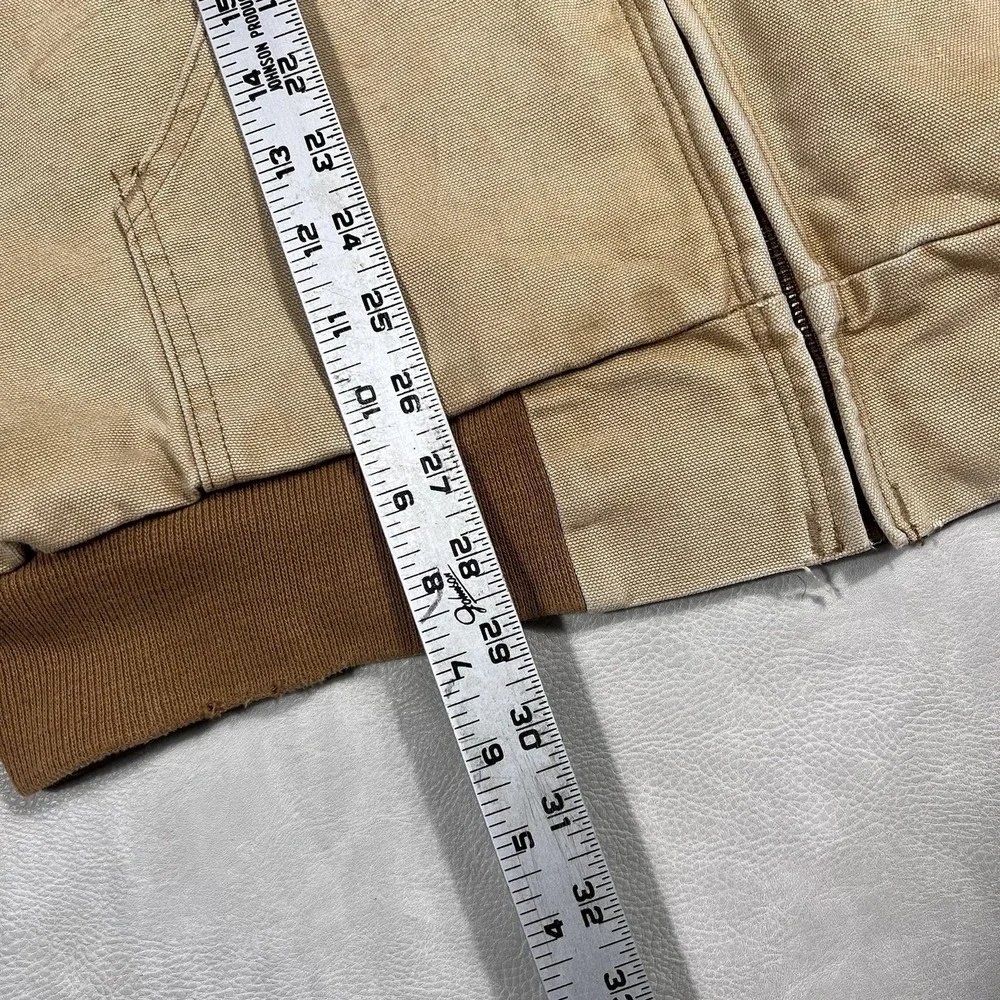 Vintage Carhartt Tan Hooded Jacket Size XL Flannel Lined Active Duck Full Zip